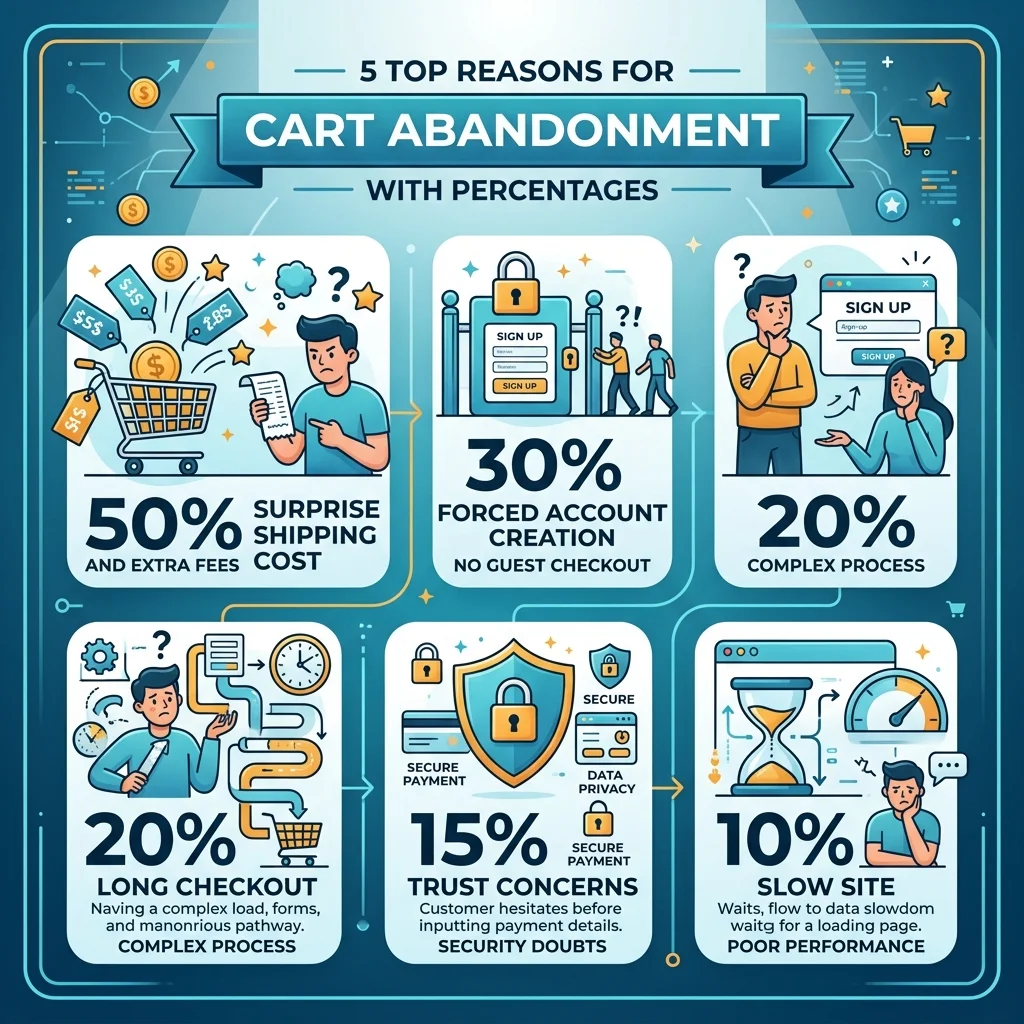 أهم 5 أسباب لـ Cart Abandonment