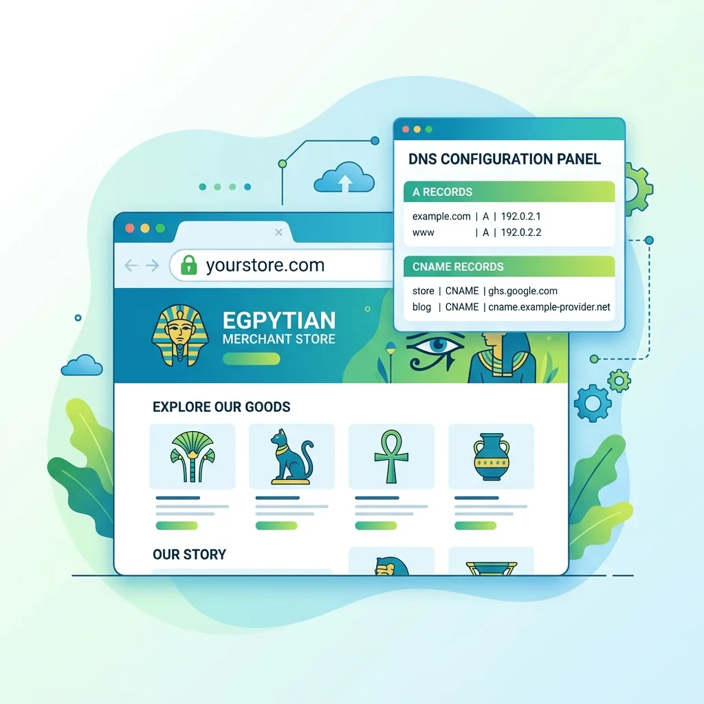 متصفح يعرض yourstore.com بـ HTTPS + قفل أخضر