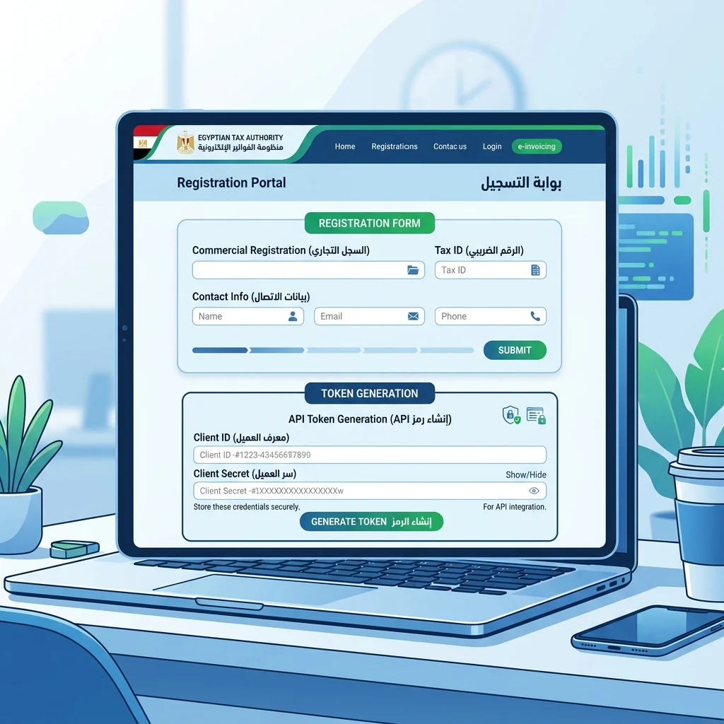 ETA E-Invoice Portal — صفحة التسجيل + Token Generation