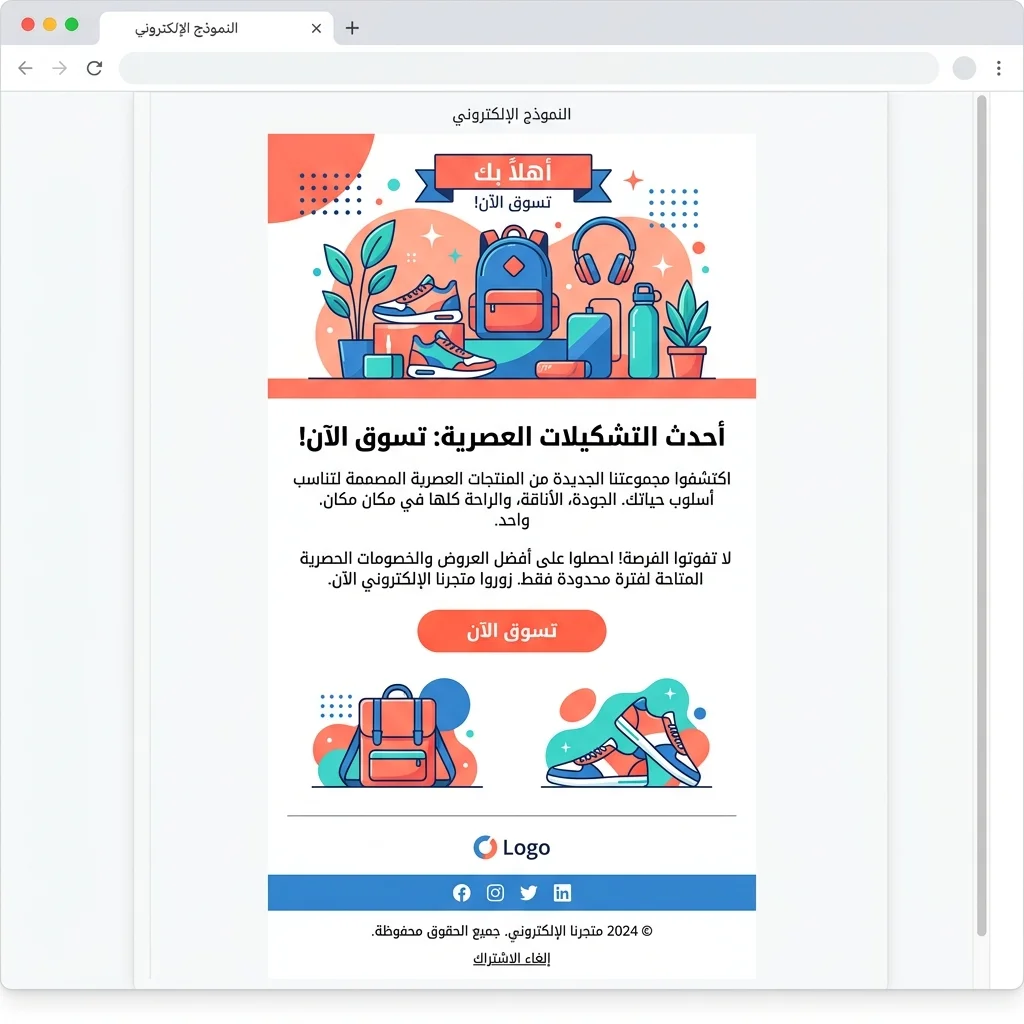 Email template جميل + subject line + CTA واضح