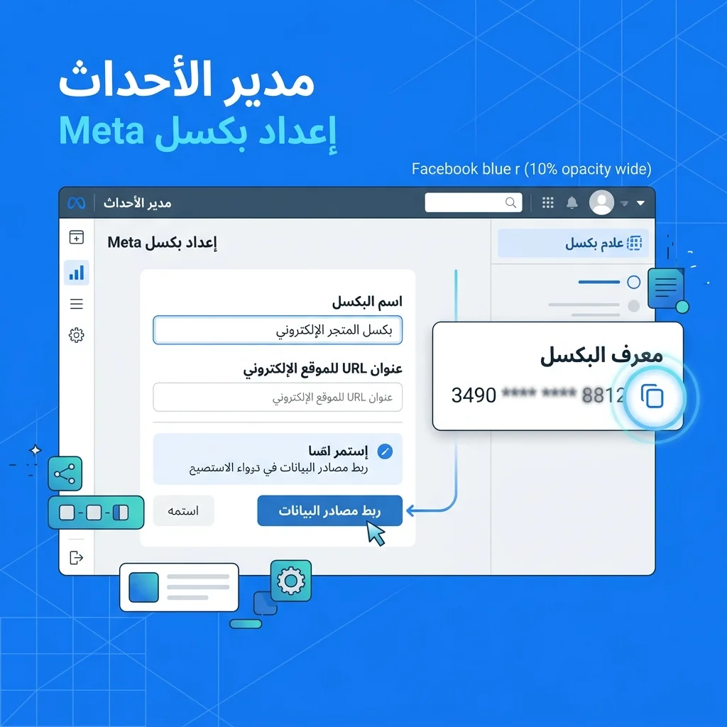 Meta Events Manager — إنشاء Pixel جديد + Pixel ID ظاهر للنسخ