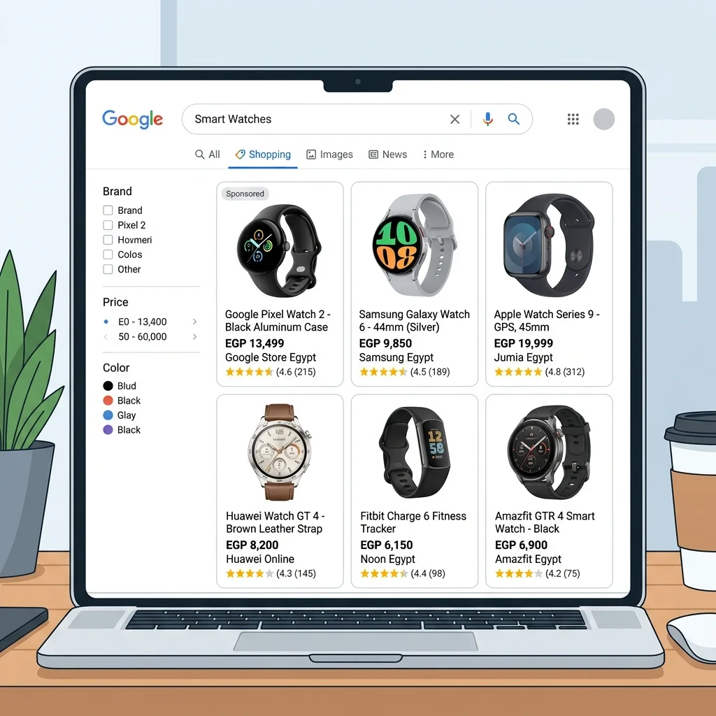منتجات متجر مصري تظهر في تبويب Google Shopping بصور وأسعار