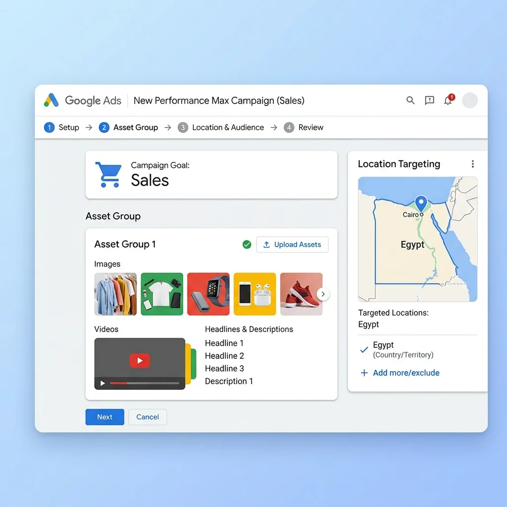 Google Ads PMax campaign focused on Shopping inventory