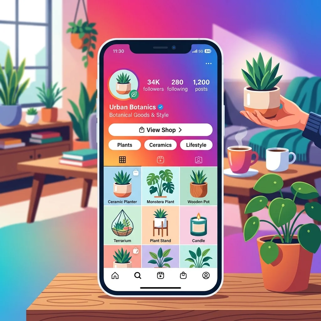 بروفايل Instagram تجاري مصري + Shop tab نشط + 6 منتجات بأسعار