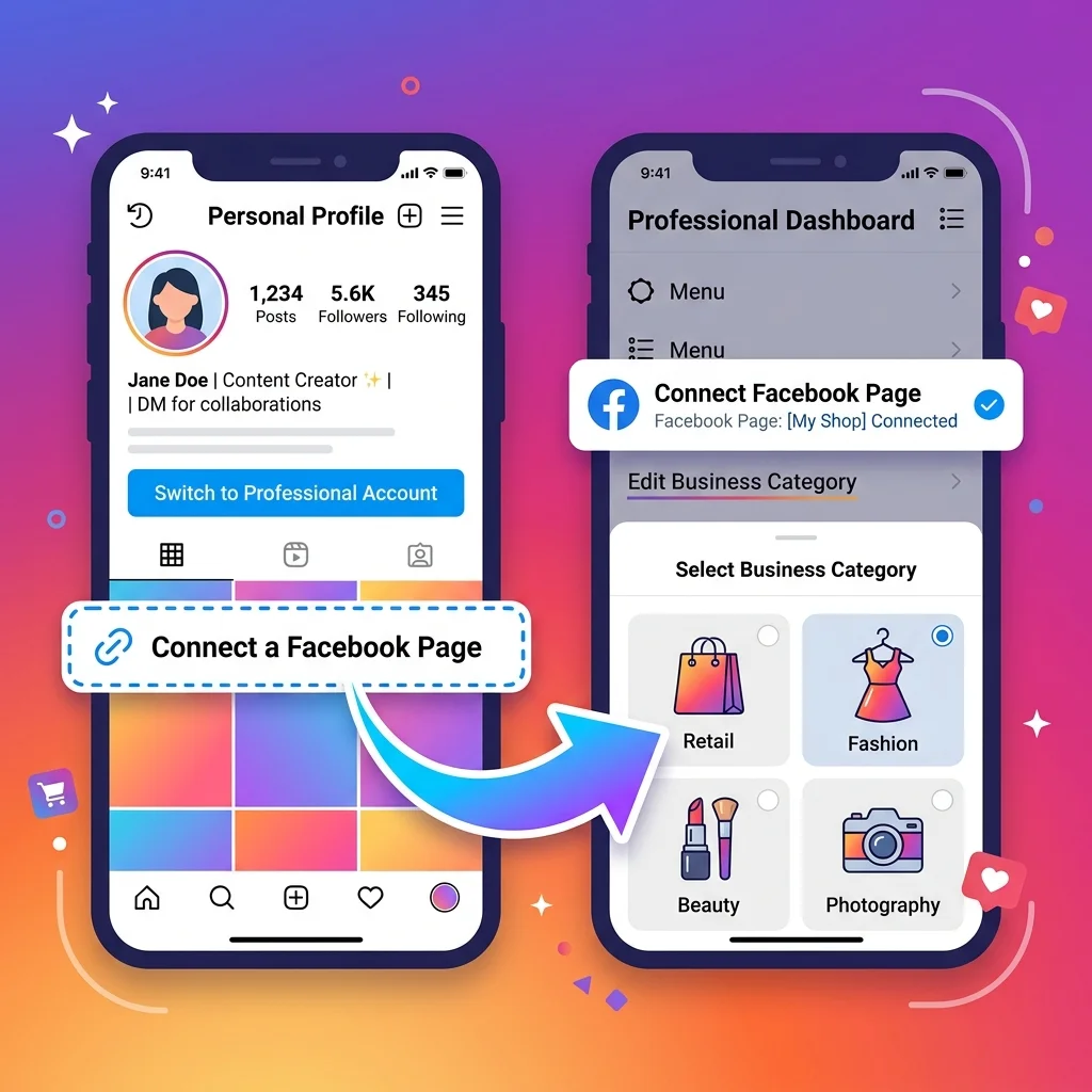 تحويل حساب Instagram لـ Business + ربطه بـ Facebook Page