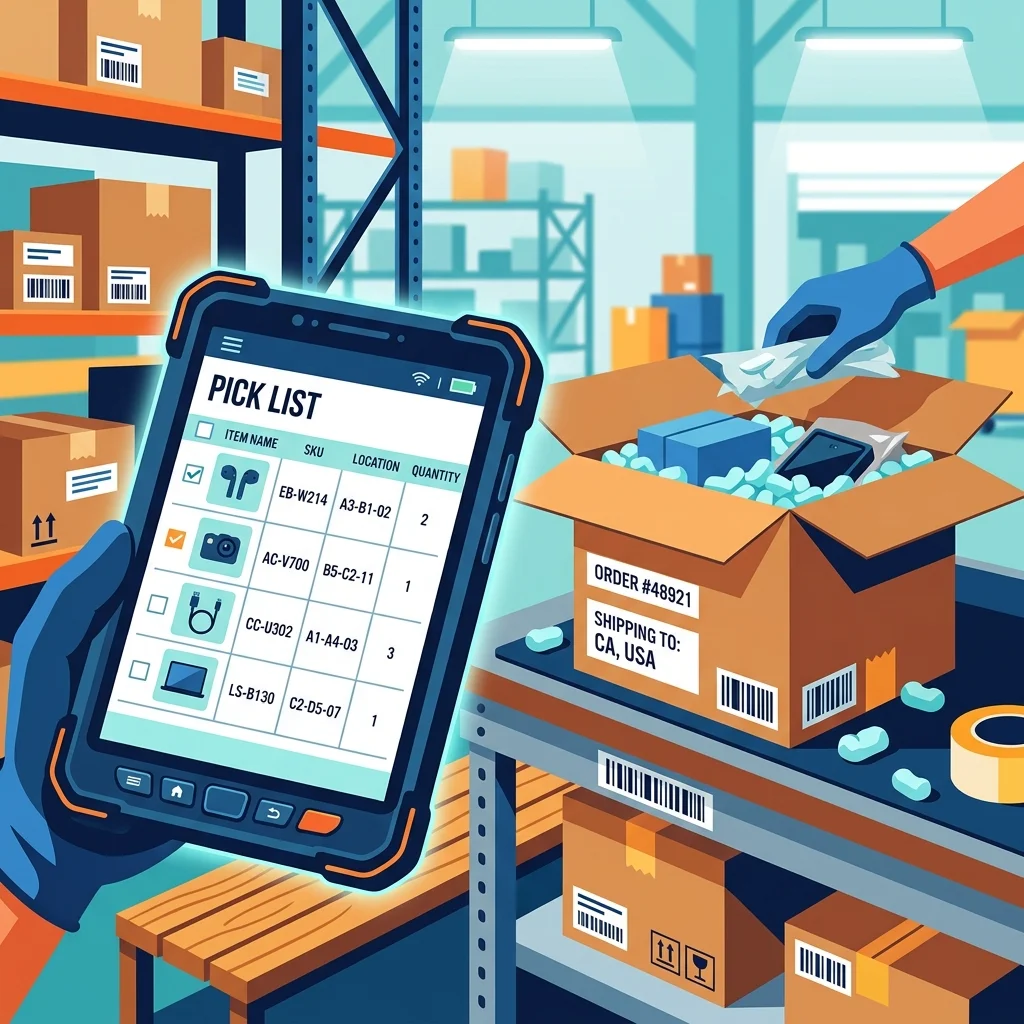 Pick list مرتب بـ زون + موظفان packing بسرعة