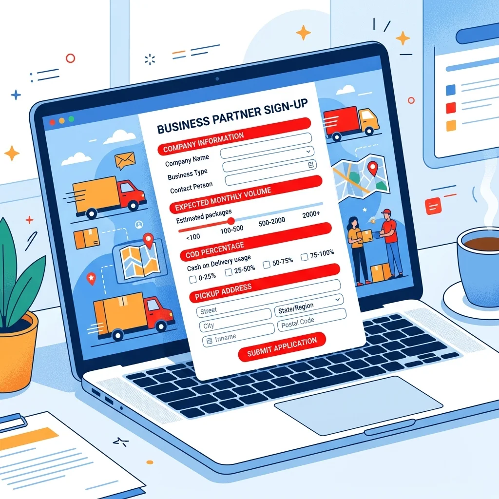 نموذج فتح حساب تاجر عند شركة شحن