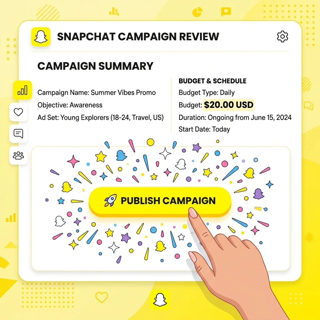 Snapchat campaign dashboard مع ROAS metrics