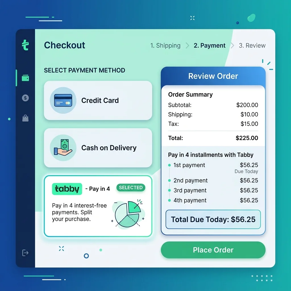 صفحة Checkout بـ Tabby/Tamara نشطين + dashboard متابعة الطلبات