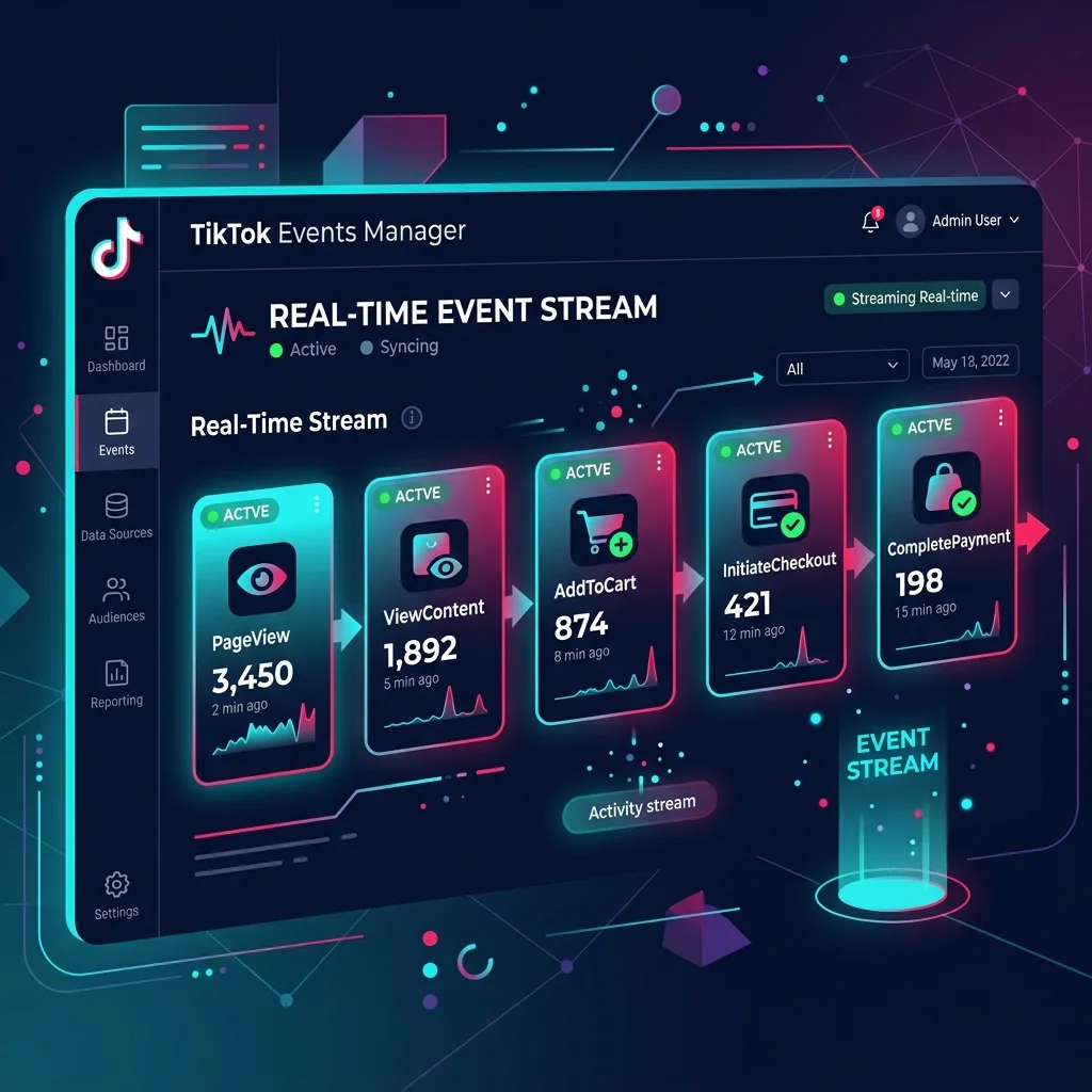 TikTok Events Manager — إنشاء Pixel + Events API token