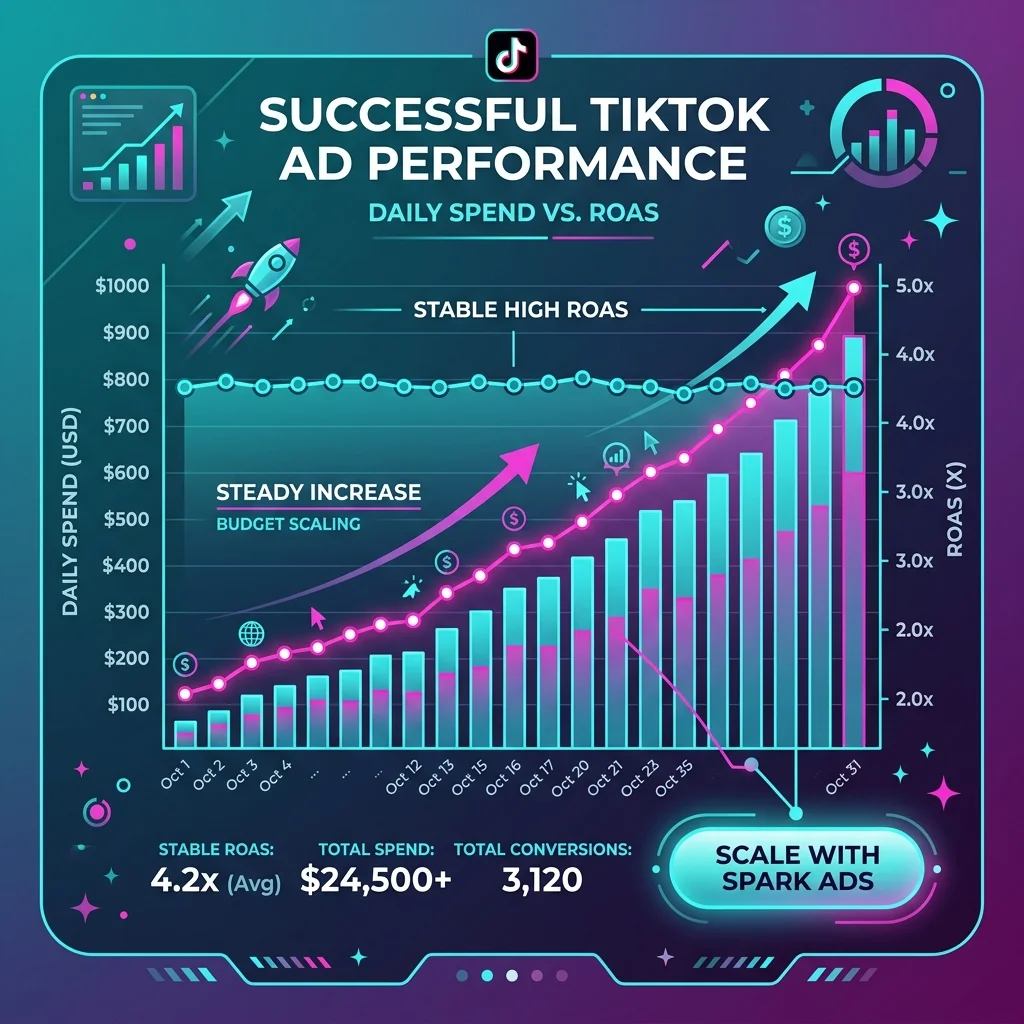 Dashboard متابعة: CPA, ROAS, CTR, CPM لحملة TikTok